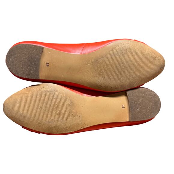 TALBOTS Women's 8B Cherry Orange Leather Shoes Gold Detail Ballet Flats Comfort - Picture 10 of 13